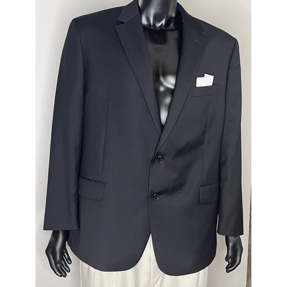 Lauren Ralph Lauren UltraFlex Black Suit Jacket Blazer 46R Wool Blend Great Cond